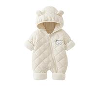 Newborn Baby Boys Girls Romper Winter Warm Outfits Fuzzy Hooded for Unisex Animal Onesie Funny Cosplay Zip-Up Jumpsuit Clothes White