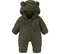 Newborn Baby Boys Girls Romper Zipper Hooded Jumpsuit Fleece Snowsuit Warm Outfits Cotton Pajamas Clothing Gift Cartoon 0-12 Months Army Green