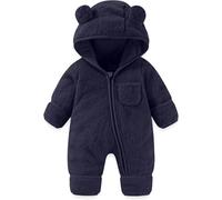 Newborn Baby Boys Girls Romper Zipper Hooded Jumpsuit Fleece Snowsuit Warm Outfits Cotton Pajamas Clothing Gift Cartoon 0-12 Months Dark Blue