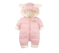Newborn Baby Boys Girls Romper Zipper Hooded Jumpsuit Fuzzy Warm Cute Cotton Pajamas Funny Cosplay Zip-Up Cartoon Outfits 0-12 Months Pink