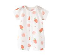 Newborn Baby Cotton Romper Short Sleeve Sleepsuits Infant Boys Girls Cute Bunny Outfit Button Up Bodysuit Crew Neck Breathable Lightweight Onesie (C, 6-12 Months)