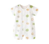 Newborn Baby Cotton Romper Short Sleeve Sleepsuits Infant Boys Girls Cute Bunny Outfit Button Up Bodysuit Crew Neck Breathable Lightweight Onesie (D, 12-18 Months)
