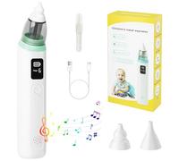 Newborn Baby Electric Nasal Aspirator, SOARFLY Nasal Aspirator with 6 Suction Levels and 2 Soft Silicone Tips, Newborn Nasal Aspirator with LCD Screen, Music Function (Green, L)