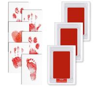 Newborn Baby Footprint and Dog Paw Print Kit - Capture Special Moments with the Handprint and Foot Print Set for Lasting Memories (3-Red)