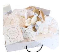 Newborn Baby Gift Let The Adventure Begin 11 Piece New Baby Gift Hamper New Baby Essentials Clothes, Socks, Toy, Plaque, Baby Milestone Cards Baby Shower Present Mum to Be Gift Gmily Hare (Unisex)