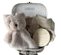Newborn Baby Gift Set, Beige Keepsake Box with Hamper, Baby Shower Present