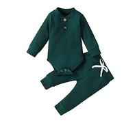 Newborn Baby Girl Boy Fall Clothes 3 6 12 18 24 Months Outfits Long Sleeve Knitted Cotton Pants Infant Winter Sets Matching Easter Dresses Sisters (A, 6-9 Months)