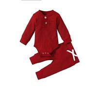 Newborn Baby Girl Boy Fall Clothes 3 6 12 18 24 Months Outfits Long Sleeve Knitted Cotton Romper Pants Infant Winter Sets Your Driver Has Arrived (Red, 12-18Months)