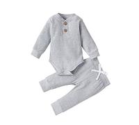 Newborn Baby Girl Boy Fall Clothes 3 6 12 18 24 Months Outfits Long Sleeve Knitted Cotton Romper Pants Infant Winter Sets Your Driver Has Arrived (Grey, 9-12 Months)