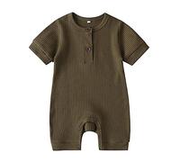 Newborn Baby Girl Boy Knitted Onesies Romper Jumpsuit Bodysuit Button Solid Unisex Infant Clothes Fall Winter Baby Outfit 0-24M (G-Army Green,9-12 Months)