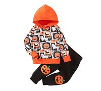 Newborn Baby Girl Boy One-Piece Cute Newborns Boys Girls Outfits Long Sleeve Skeleton Bat Romper Jumpsuit with Hat Overalls Spooky Warm Bodysuit Outerwear Infant Toddler Orange