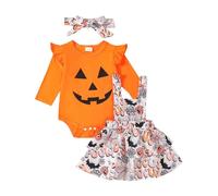 Newborn Baby Girl Boy One-Piece Cute Unisex Ghost Pumpkin Fancy Dress First Halloween Clothes Skull Sleepwear with Hat for Boys Girls Photography Props Red