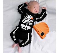 Newborn Baby Girl Boy One-Piece Girls Boys Infant Clothes Set Costume Kids Outfit Jumpsuit Dress Up with Hat for Cosplay Party Black
