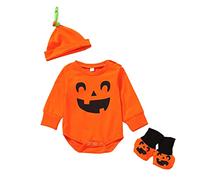 Newborn Baby Girl Boy One-Piece Halloween Outfits Ghost Pumpkin Fancy Dress First Clothes Skull Sleepwear All in One Coat Outerwear Infant Toddler Bodysuit Jumpsuit Orange