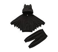 Newborn Baby Girl Boy One-Piece Halloween Outfits Long Sleeve Skeleton Bat Romper Funny Hoodie Set Skull Sleepwear Cute Photography Props Black