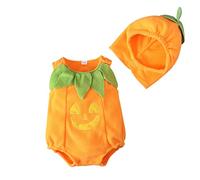 Newborn Baby Girl Boy One-Piece Outfit Jumpsuit Long Sleeve Skeleton Bat Romper First Halloween Clothes Dress Up Set With Hat For Boys Girls Photography Props
