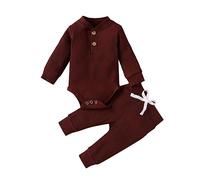Newborn Baby Girl Comin Home Outfit, Long Sleeve Button-Down Romper with Drawstring Pants & Ribbed Det ils (D, 9-12 Months)