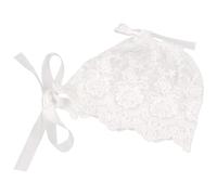 Newborn Baby Girl Lace Cotton Bonnet White Photo Prop | Adjustable Silk Ribbon Tie, for Special Occasions, Fits Photoshoots and Keeps a Neat, Elegant Finish