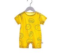 Newborn Baby Girl Romper Suit, Treer Girls Playsuit 100% Cotton Summer Boys Jumpsuit Outfits Boy Pajamas Double Gauze Short Sleeve Infant Siamese Clothes (Smile,66)
