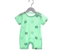 Newborn Baby Girl Romper Suit, Treer Girls Playsuit 100% Cotton Summer Boys Jumpsuit Outfits Boy Pajamas Double Gauze Short Sleeve Infant Siamese Clothes (Cactus,90)