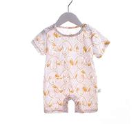 Newborn Baby Girl Romper Suit, Treer Girls Playsuit 100% Cotton Summer Boys Jumpsuit Outfits Boy Pajamas Double Gauze Short Sleeve Infant Siamese Clothes (Yellow Dog,66)