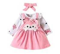Newborn Baby Girl Valentine's Outfits 2 PCS Soft Comfortable Clothes Sets Heart Print Long Sleeve Romper Dress with Headband My First Valentines Day 0-18 Months Outfit Baby Girls Costume Photoshoot