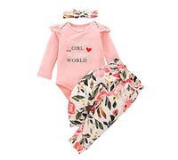 Newborn Baby Girls Clothes Daddy’s Girl Mommy’s World Letters Outfits Infant Girl Pink Floral Long Sleeve Romper 0-3 Months
