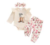Newborn Baby Girls Valentine's Day Outfit My First Valentine Romper Comfortable Soft Jumpsuit Heart Print Pants Headband Infant 3 PCS Clothes Set 0-18 Months Outfits Photoshoot