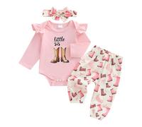 Newborn Baby Girls Valentine's Day Outfit My First Valentine Romper Comfortable Soft Jumpsuit Heart Print Pants Headband Infant 3 PCS Clothes Set 0-18 Months Outfits Photoshoot