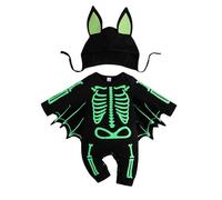 Newborn Baby Halloween Bat with the Skeleton Print Outfits Unisex Baby Romper Bodysuit Skull Sleepwear Bat Romper with Hat for 0-24 Months Infant