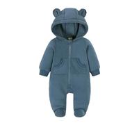 Newborn Baby Hooded Jumpsuits Baby Girls Rompers Baby Boys Bodysuit with Bear Ears Zip Sleepsuits Newborn Onesie Toddler Warm Plain Jumpsuit Outfits 0 to 3 Months (Navy, 6-12 Months)