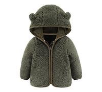 Newborn Baby Jacket Bear Ears Hooded Outerwear Zip Warm Winter Coat Jumpsuit Children 140, Army Green, 18-24 Monate
