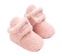 Newborn Baby Kids Fuzzy Shoes Comfortable Plush Fall Winter Warm Infants First Walking Shoes 0 to 9 months (Pink, 5 Infant)