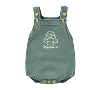 Newborn Baby Knit Christmas Romper Infant Girl Boy Sleeveless Knitted Embroidery Christmas Tree Sweater Onesie Cute Fall Clothes Toddler Bodysuit One-Piece Outfit (Green, 0-3 Months)