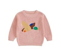Newborn Baby Knitted Jumper Cute Animal Embroidered Baby Boys Girls Oversized Sweater Chunky Knit Jumper Pullover Autumn Winter Toddler Knitwear (Mallard Rose, 9-12 Months)