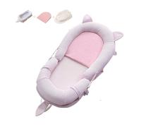Newborn Baby Lounger，Soft Cotton Infant Lounger for Cuddling Napping & Playtime Easy to Clean(Pink)
