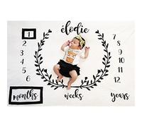 Newborn Baby Milestone Blanket,Baby Photography Photo or Letter Background Photography Props,Printed Cotton Monthly Milestone 39.37"x39.37"
