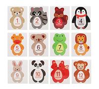 Newborn Baby Monthly Sticker Set Cute Cartoon Design 12pcs for Milestones Memories Photo Props