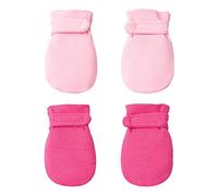 Newborn Baby No Scratch Mittens Stay On, 100% Cotton Breathable, Adjustable Infant Gloves for Baby Boys Girls Mittens, Pink/Rose Red, 0- 3 Months