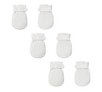 Newborn Baby No Scratch Mittens Stay On, 100% Cotton Breathable, Adjustable Infant Gloves for Baby Boys Girls Mittens, White/White/White, 3-12 Months
