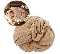 Newborn Baby Photo Outfits Props Stretch Blanket Infant Boy Girl Photography Velvet Wraps for Baby Photo Shoot (Tan)