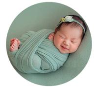 Newborn Baby Photo Outfits Props Stretch Blanket Infant Boy Girl Photography Velvet Wraps for Baby Photo Shoot (Green)