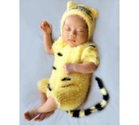 Newborn Baby Photography Outfits Tiger Boy Girl Newborn Photoshoot Crochet Romper Props Baby Photo Knit Bodysuit (Yellow)