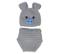 Newborn Baby Photography Props, Knitted Costume Crochet Cartoon Animal Pig Hat Pants Baby Photo Prop Outfits(Deep Sky Gray)