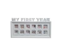 Newborn Baby Picture Frame My First Year Picture Infant Souvenirs Display 12 Months Multi Picture Display Kit Gift Photo Memories for New Mums and Dads (White)
