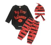 Newborn Baby Pumpkin Costume,My First Halloween Baby Outfit,Infant Pumpkin Costume Set with Bib and Hat,Halloween Babies Shower Gifts(Orange, 9-12 months)