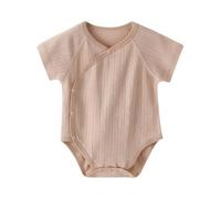Newborn Baby Romper O e Piece Outfit Short Sleeve Button Down Clothes Infant Mesh Breathable Unisex Summer Clothes (Pink, 12-18 Months)