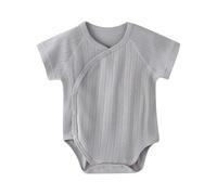 Newborn Baby Romper O e Piece Outfit Short Sleeve Button Down Clothes Infant Mesh Breathable Unisex Summer Clothes (Blue, 3-6 Months)