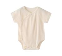 Newborn Baby Romper O e Piece Outfit Short Sleeve Button Down Clothes Infant Mesh Breathable Unisex Summer Clothes (White, 12-18 Months)