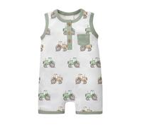 Newborn Baby Rompers Bodysuit for Boys and Girls Infant Toddlers Onesies Cartoon Clothes Comfortable Button Bodysuits Sibling Matching Outfits Cute Outfit Set Light Green